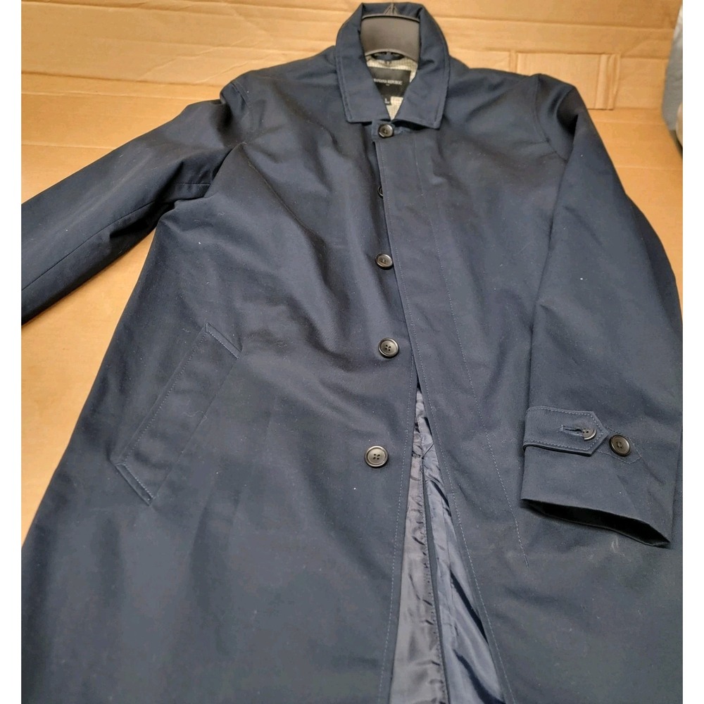 Banana Republic Mens Navy Water Resistant Trench Mac Coat Jacket Large PICS!